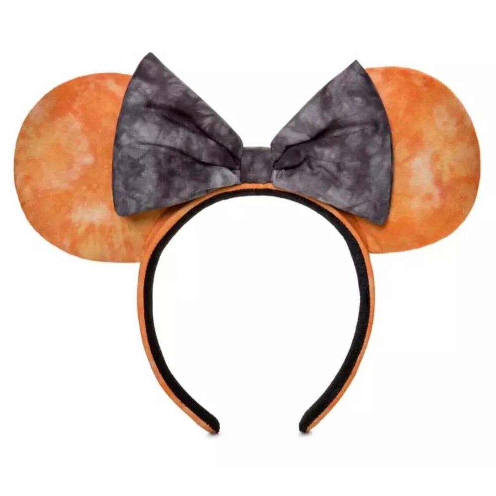 Disney Orange and Black Tie Dye Acid Washed Halloween 2022 Minnie Ear Headband